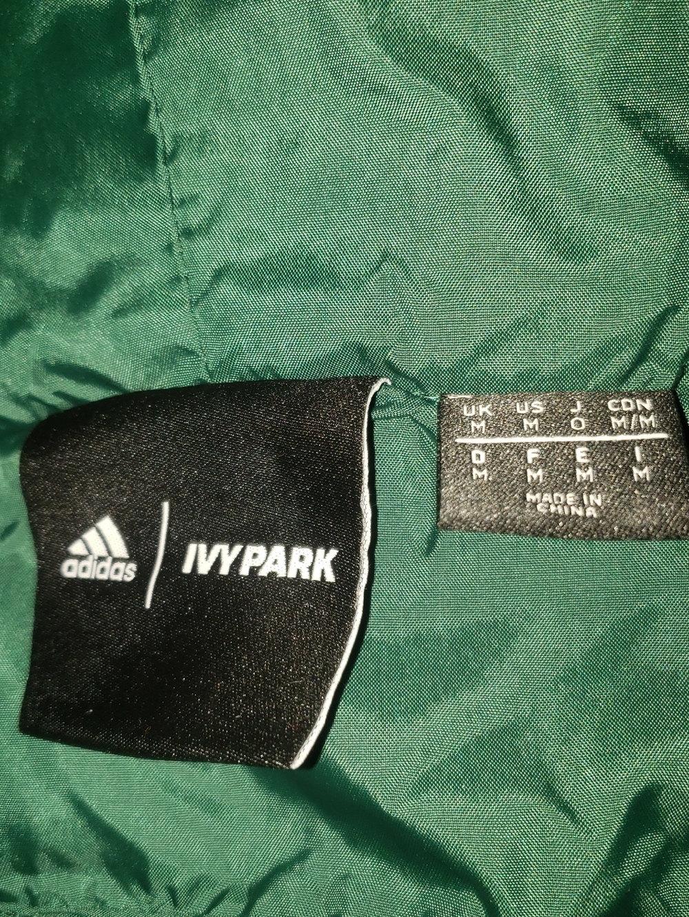 IVY PARK Forest Green Long Raincoat with Lime Stripes, Sz M - Picture 8 of 9